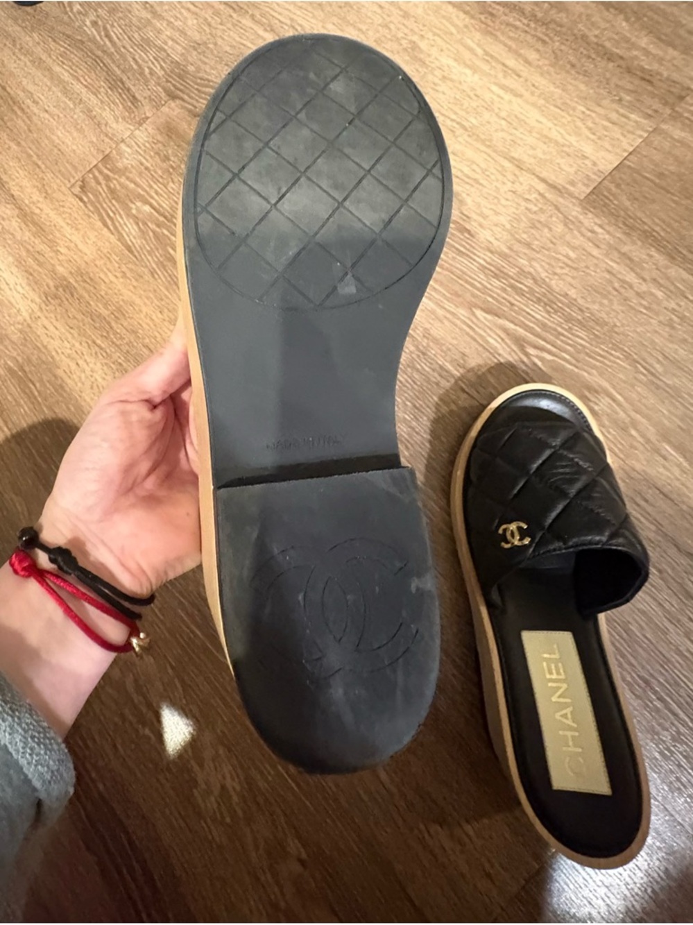 New Chanel style Black Wedge Platform Slide Mules Size 38 Read Description - Picture 3 of 4